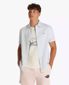 Мужская рубашка с короткими рукавами, прямого кроя Tommy Jeans, голубой
