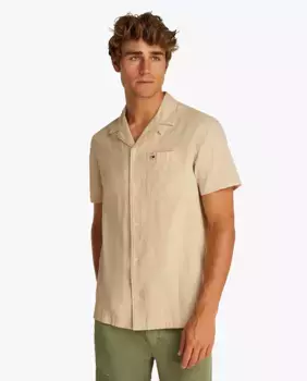 Мужская рубашка с короткими рукавами, прямого кроя Tommy Jeans, бежевый
