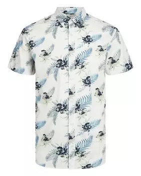 Мужская рубашка с короткими рукавами с цветочным принтом Jack & Jones, бежевый