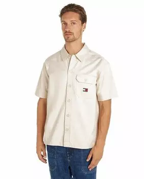 Мужская рубашка с короткими рукавами Tommy Jeans, бежевый
