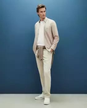 Мужская рубашка с микропринтом классического рисунка Dustin, бежевый