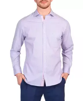 Мужская рубашка с мини-ретро принтом, длинный рукав Tailorbyrd, розовый