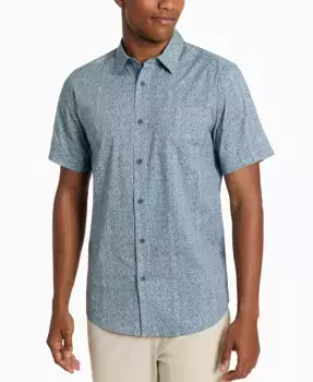 Мужская рубашка с накладными карманами и короткими рукавами на пуговицах Kenneth Cole, синий