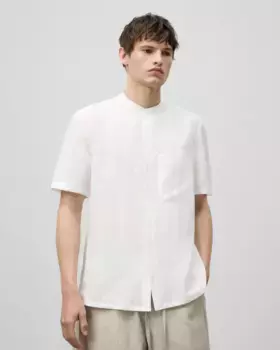 Мужская рубашка с воротником Мао из европейского льна Adolfo Dominguez, белый