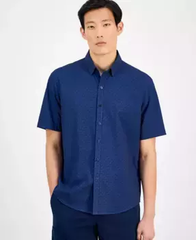 Мужская рубашка Signature с геометрическим принтом Alfani, синий