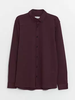 Мужская рубашка Slim Fit с длинным рукавом LCW Vision, бургундия