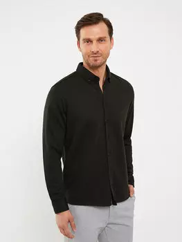 Мужская рубашка Slim Fit с длинным рукавом LCWAIKIKI Classic, хаки