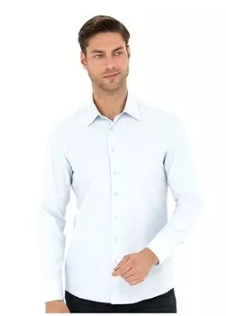 Мужская рубашка Slim Fit с классическим воротником Добби синего цвета MORENO Pierre Cardin, синий