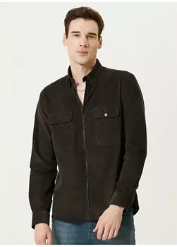 Мужская рубашка Slim Fit с классическим воротником цвета хаки Network