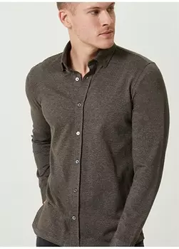 Мужская рубашка Slim Fit с классическим воротником цвета хаки Network
