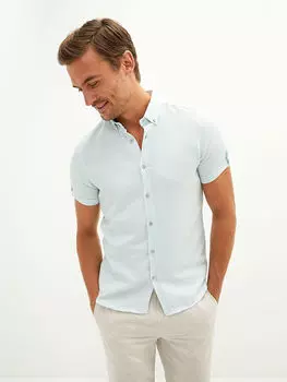 Мужская рубашка Slim Fit с коротким рукавом LCW Vision