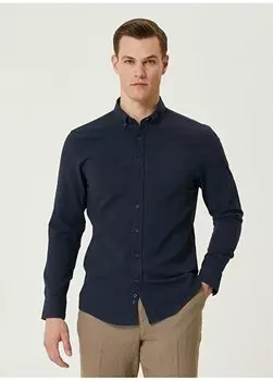 Мужская рубашка Slim Fit с рубашечным воротником цвета индиго 1090743 Network, индиго