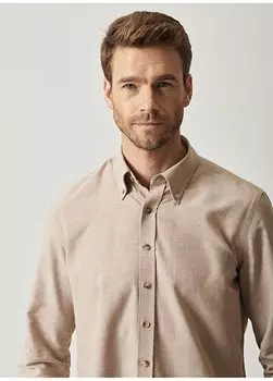 Мужская рубашка Slim Fit с воротником на пуговицах из Оксфорда из норки 4A2000000050 Altnyldz Classics, норковый