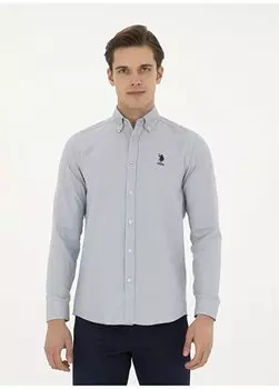 Мужская рубашка Slim Fit с воротником на пуговицах NOVA024Y U.S. Polo Assn., серый