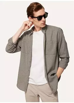 Мужская рубашка стандартного кроя цвета хаки на пуговицах FC3WM-GML318 Fabrika Comfort, хаки