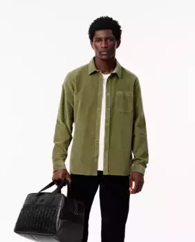 Мужская рубашка стандартного кроя из хлопкового вельвета Lacoste, цвет Verde Militar