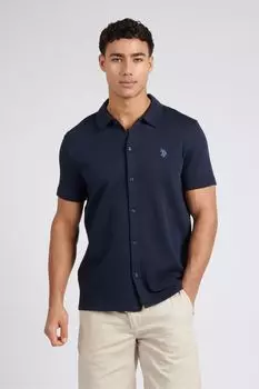 Мужская рубашка стандартного кроя из твила с короткими рукавами U.S. Polo Assn, синий