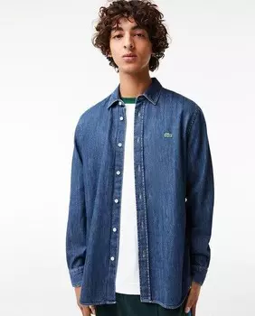 Мужская рубашка стандартного кроя Lacoste из денима из органического хлопка Lacoste, синий