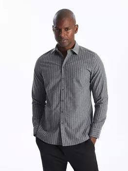 Мужская рубашка стандартного кроя с длинным рукавом SOUTHBLUE, антрацитовый полосатый