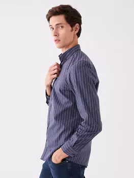 Мужская рубашка стандартного кроя с длинным рукавом SOUTHBLUE, индиго полосатый
