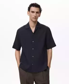Мужская рубашка Stripped Structure MANGO, синий