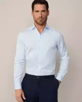 Мужская рубашка строгого кроя в расклешенную полоску Hackett, светло-голубой