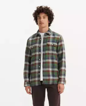 Мужская рубашка свободного кроя из хлопка с длинными рукавами Levi's, зеленый