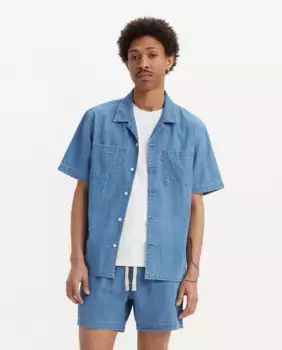 Мужская рубашка свободного кроя из хлопка с короткими рукавами Levi's, темно-синий
