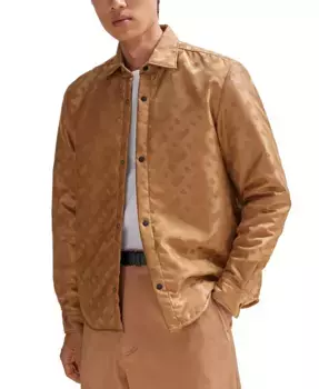 Мужская рубашка свободного кроя с монограммой Hugo Boss, коричневый/бежевый