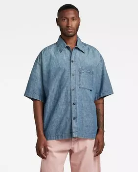 Мужская рубашка свободного покроя Boxy Fit, застежка на пуговицы G-Star Raw, синий