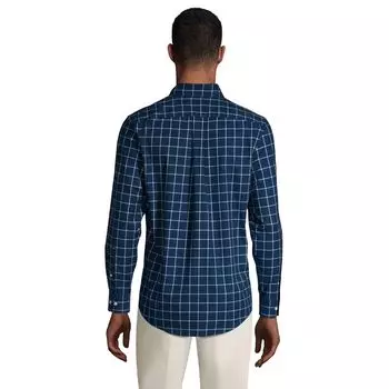 Мужская рубашка традиционного кроя из твила без утюга Lands End на пуговицах Lands' End