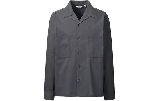 Мужская рубашка U Collection темно-серого цвета Uniqlo, темно-серый