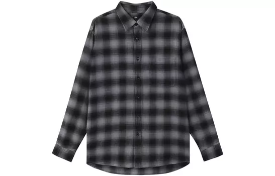 Мужская рубашка UNIQLO, цвет Asphalt Gray