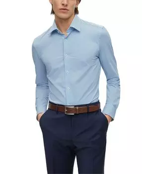 Мужская рубашка узкого кроя из эластичного джерси с принтом boss Hugo Boss, мульти