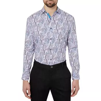 Мужская рубашка узкого кроя на пуговицах с принтом Society of Threads, сирень