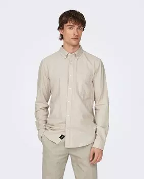 Мужская рубашка узкого кроя Only & Sons, бежевый