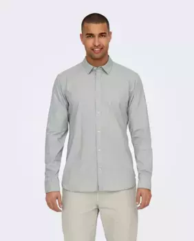 Мужская рубашка узкого кроя с длинными рукавами Only & Sons, светло-голубой