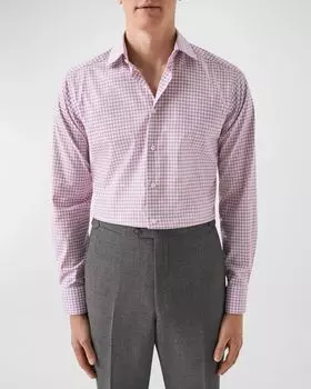 Мужская рубашка узкого кроя в клетку Eton, цвет Pink