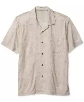 Мужская рубашка Vista Mar из смесового льна с лиственным принтом Tommy Bahama, коричневый/бежевый