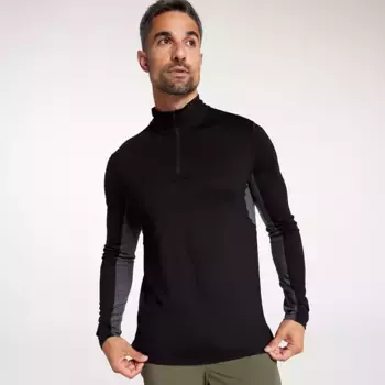 Мужская рубашка VRST x Smartwool с длинным рукавом, молния 1/4, черный