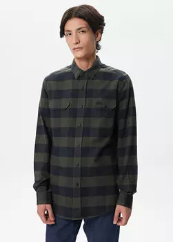 Мужская рубашка в клетку цвета хаки slim fit Lacoste