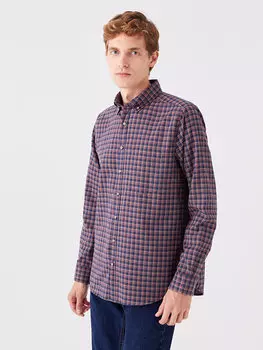 Мужская рубашка в клетку обычного кроя с длинным рукавом LCWAIKIKI Classic, бордовый плед