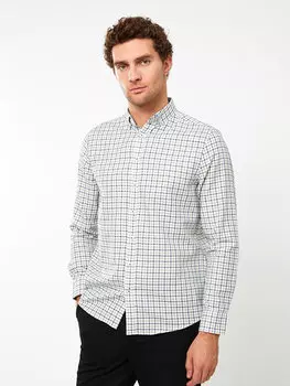 Мужская рубашка в клетку обычного кроя с длинным рукавом SOUTHBLUE, зеленый плед