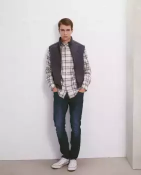 Мужская рубашка в клетку с длинными рукавами Easy Wear, бежевый