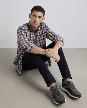 Мужская рубашка в клетку с длинными рукавами Regular Fit Easy Wear, горчичный