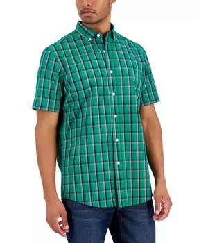 Мужская рубашка в клетку с короткими рукавами Club Room, зеленый