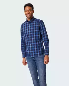 Мужская рубашка в клетку тартан Pierre Cardin, темно-синий