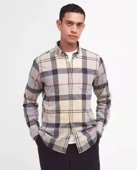 Мужская рубашка в клетку тартан с длинными рукавами Barbour, бежевый