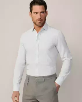 Мужская рубашка в полоску бенгальская, приталенная Hackett, зеленый