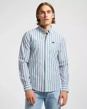 Мужская рубашка в полоску с длинными рукавами Lee, голубой